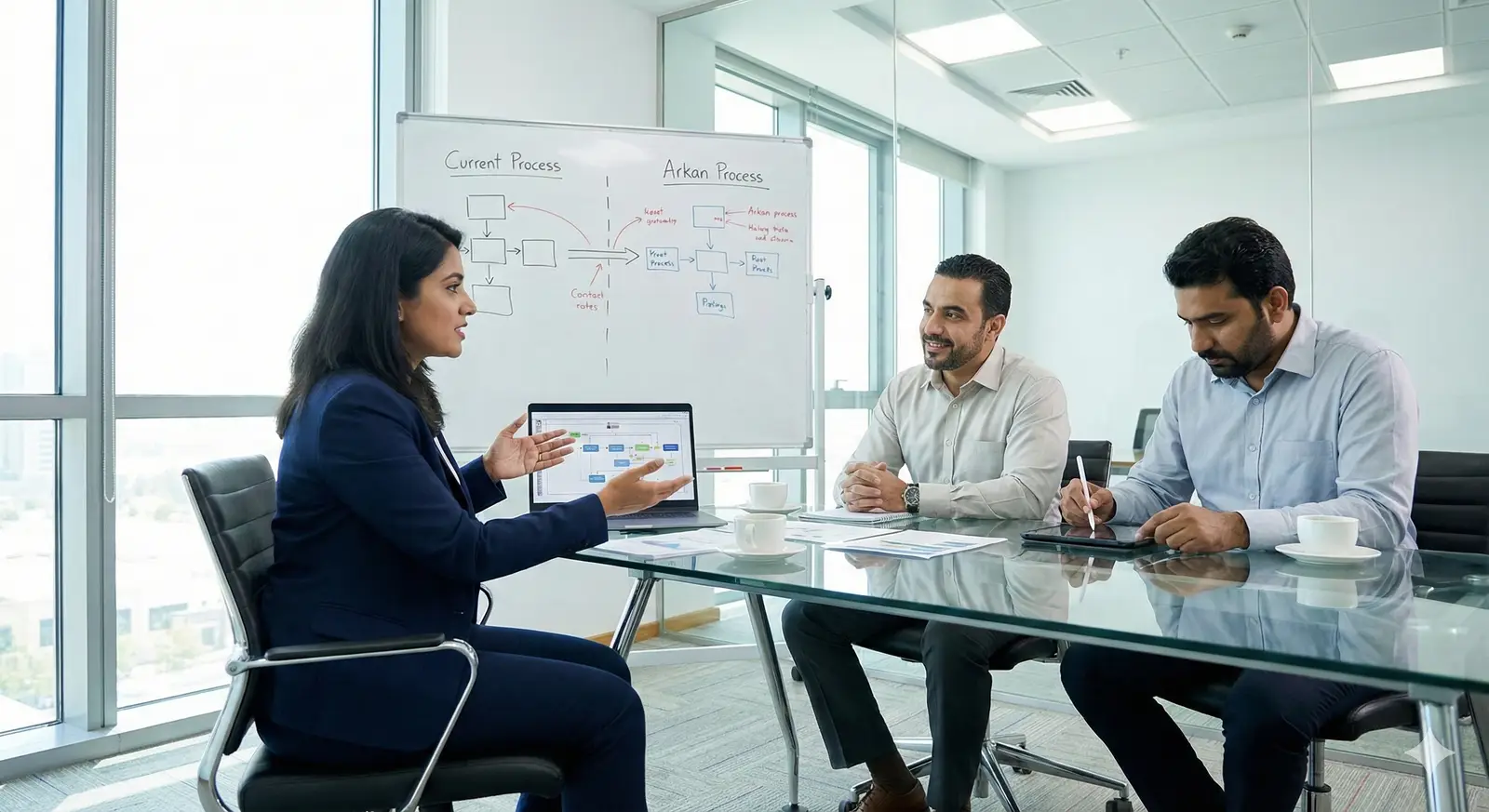 Arkan team meeting with contractor to understand project needs