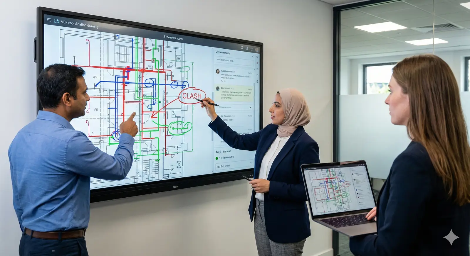 Real-time drawing review with multi-discipline markup