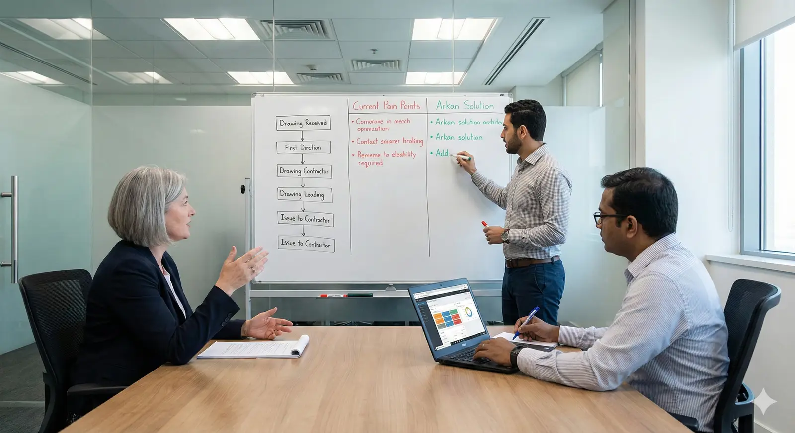 Arkan team analyzing consultant workflow and client requirements