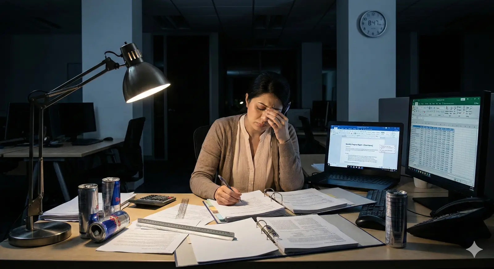 Manual client report compilation taking days of effort