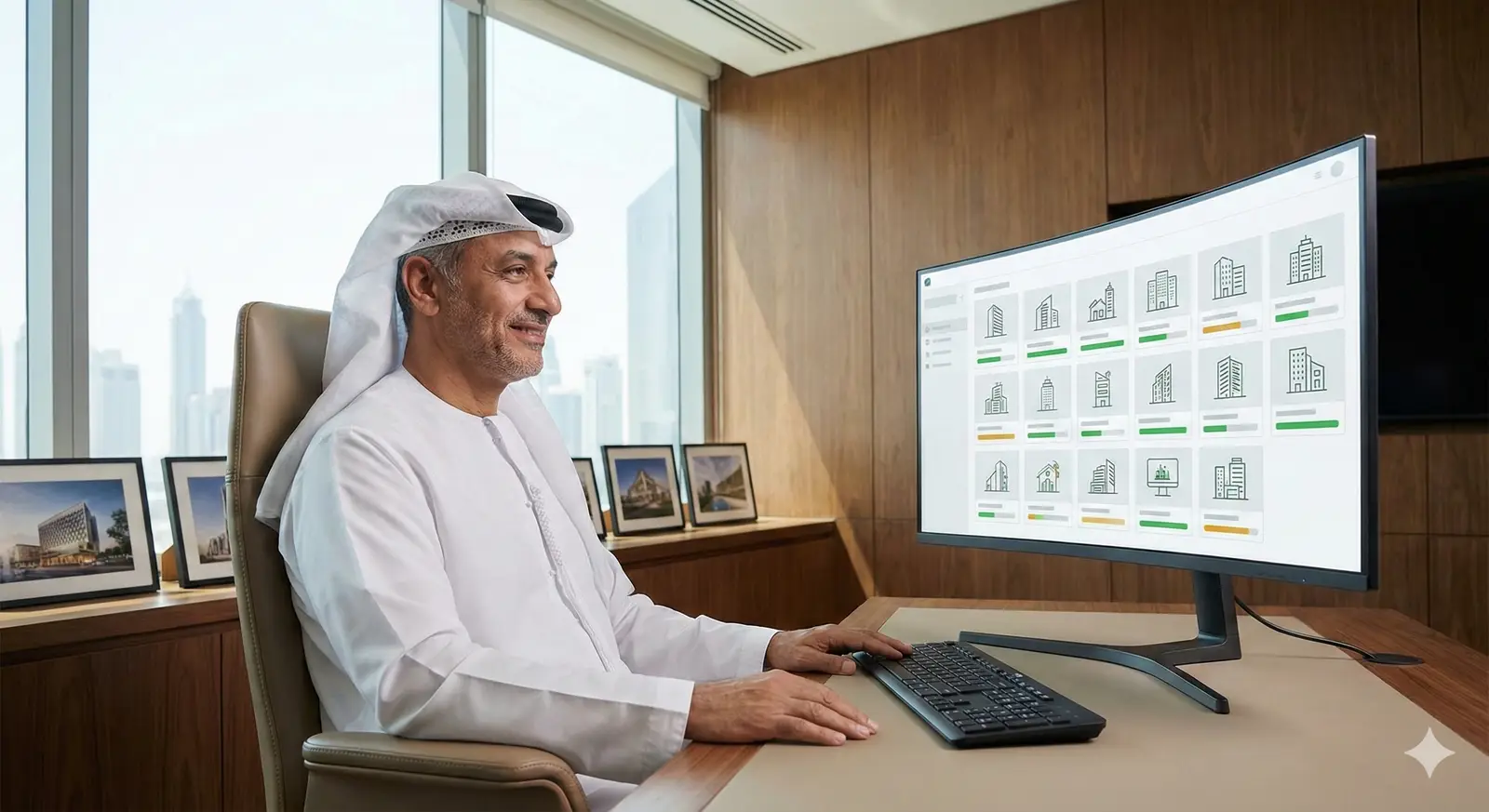 Multi-project portfolio dashboard with status indicators