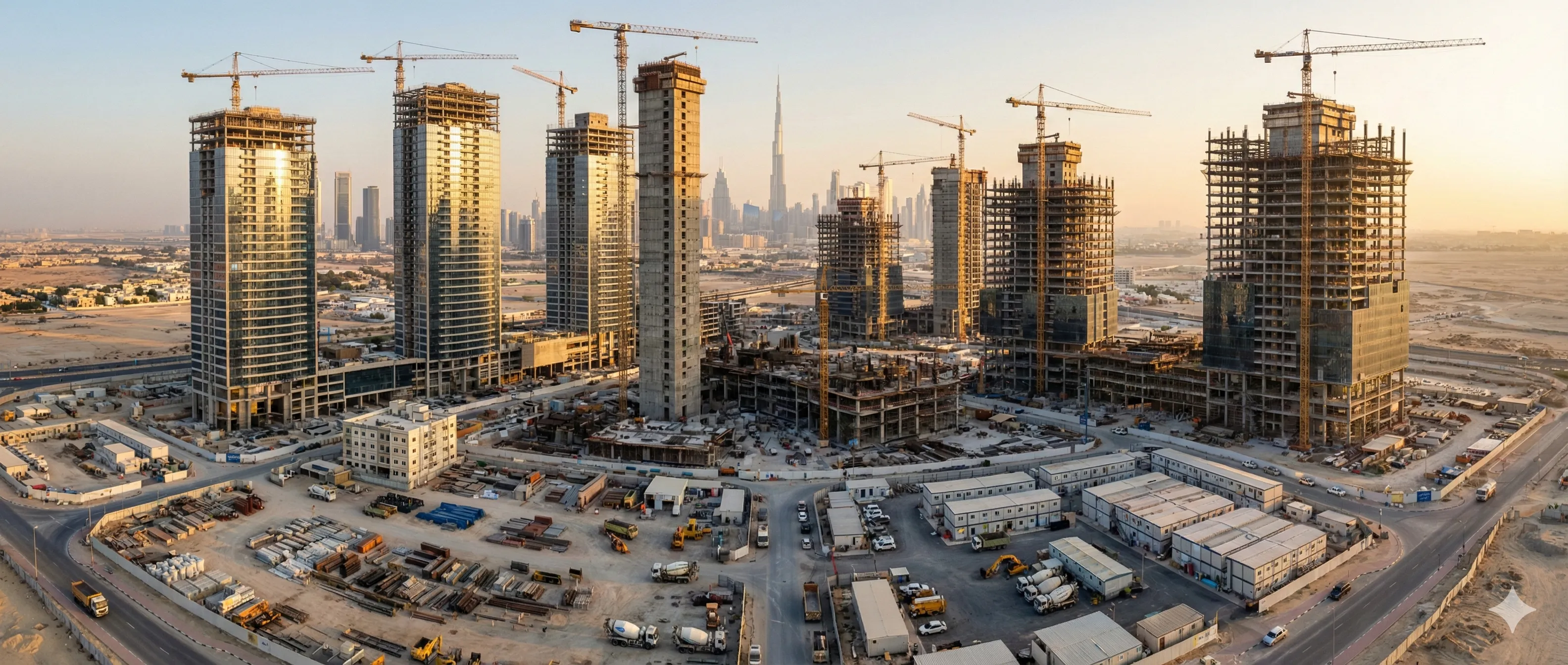 Aerial view of construction site