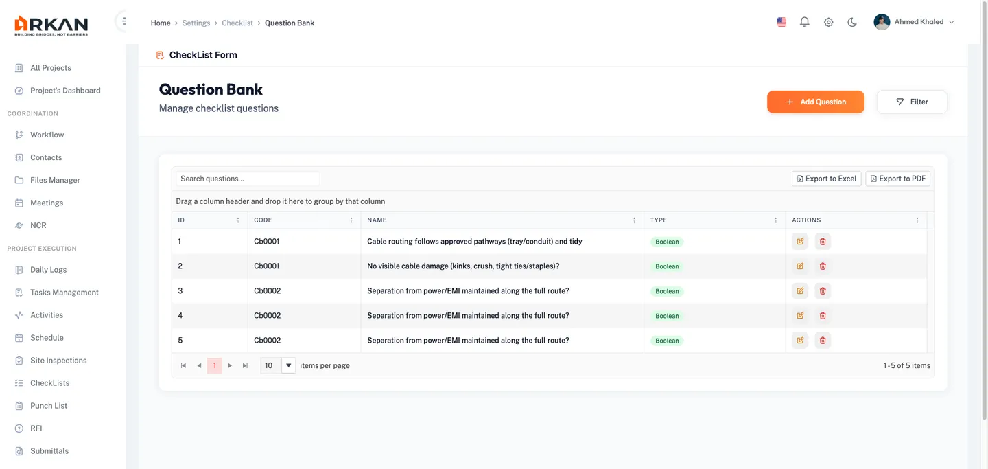 Create Question dialog