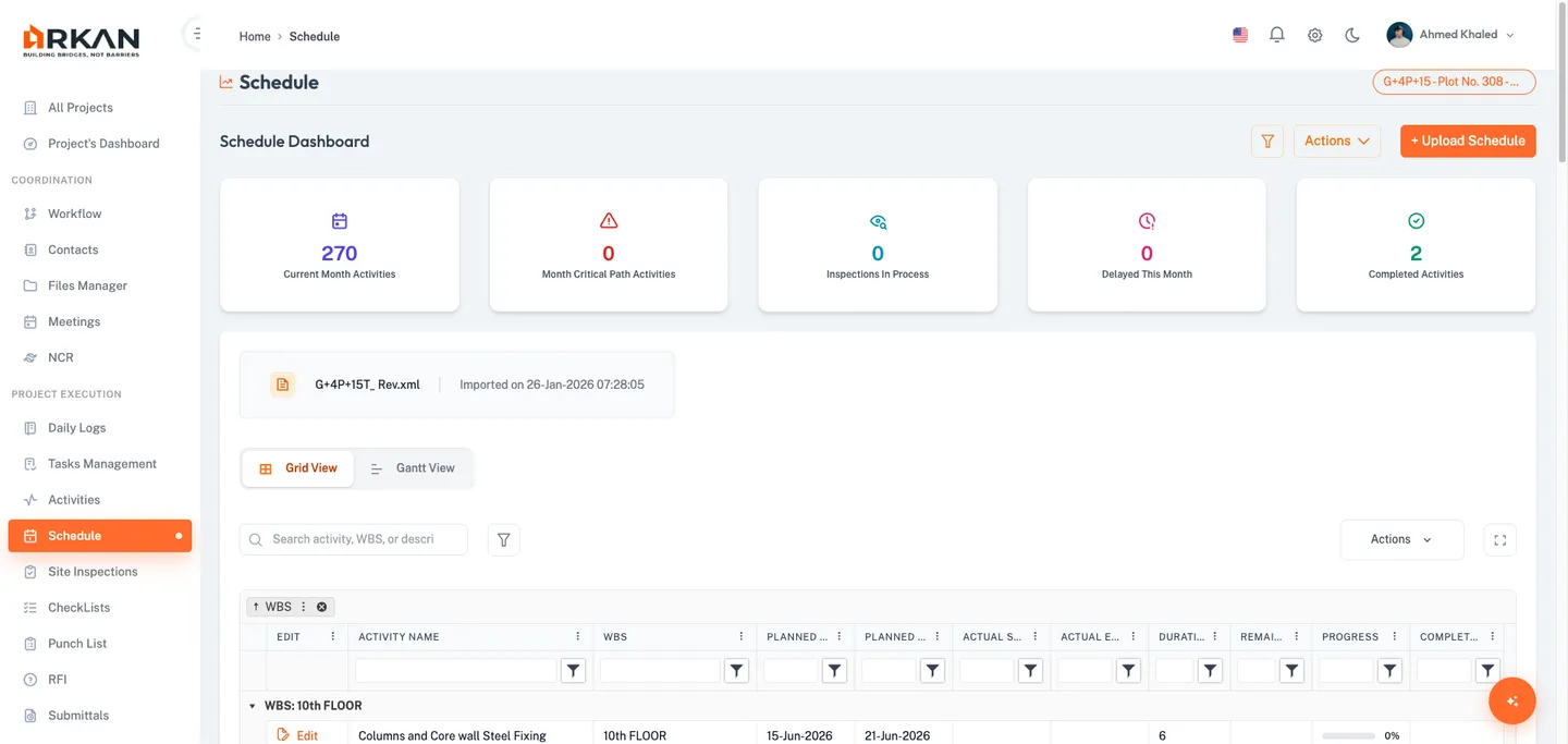 Upload Schedule Dialog