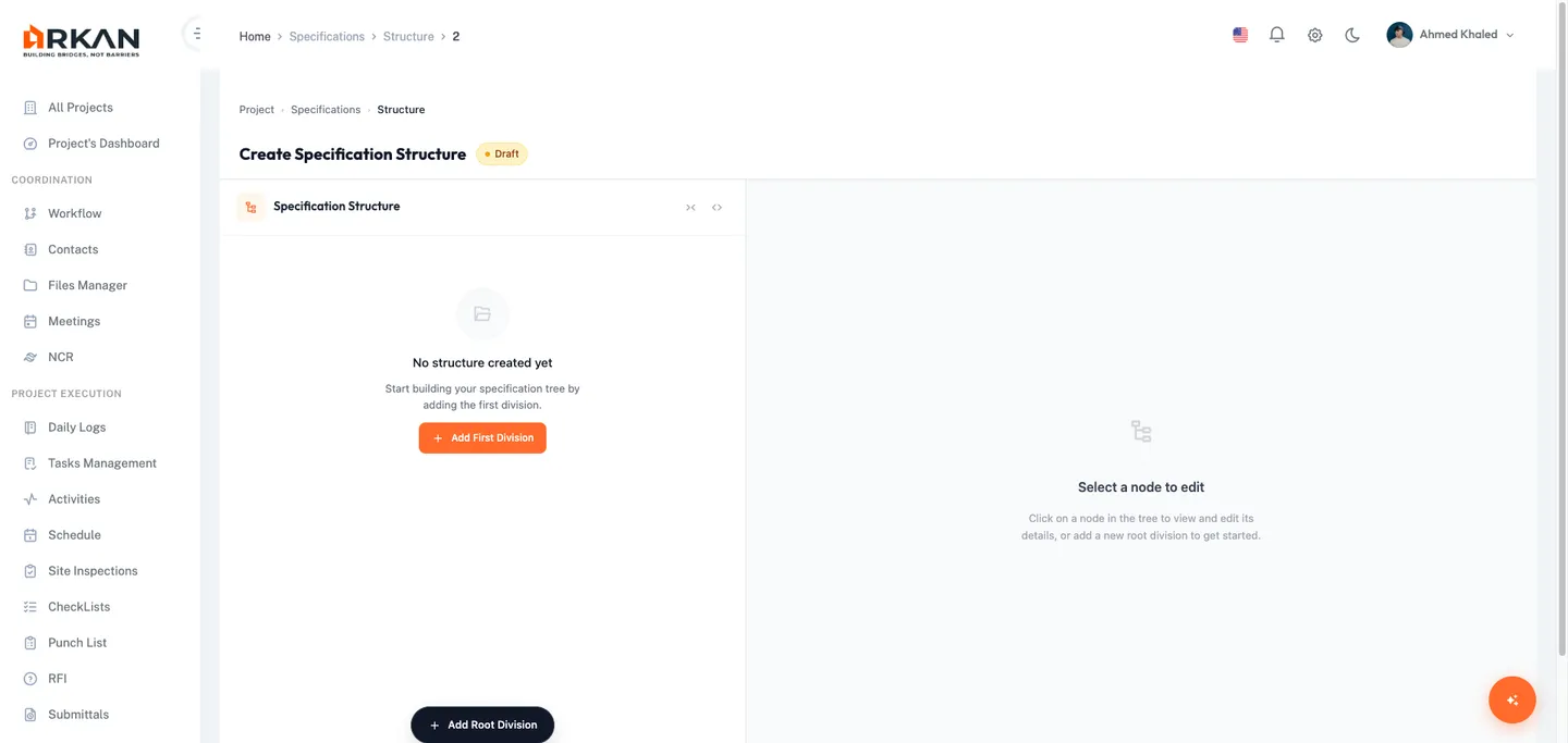 Specification Structure Editor